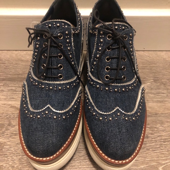 Authentic Miu Miu Denim Platform Oxford - Picture 4 of 5